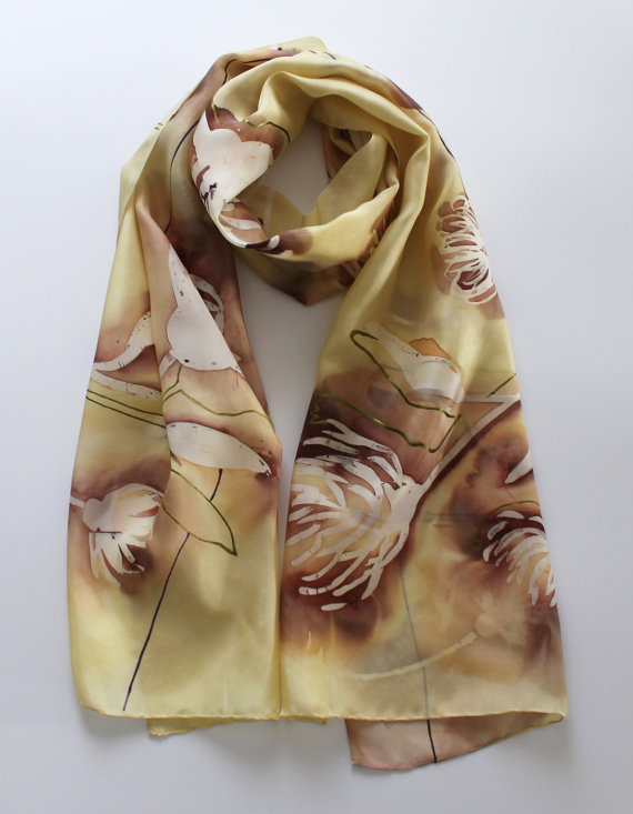 Handmade Floral Silk Scarf